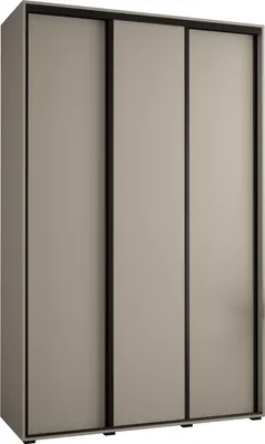 A three-door wardrobe with a neutral color finish.
