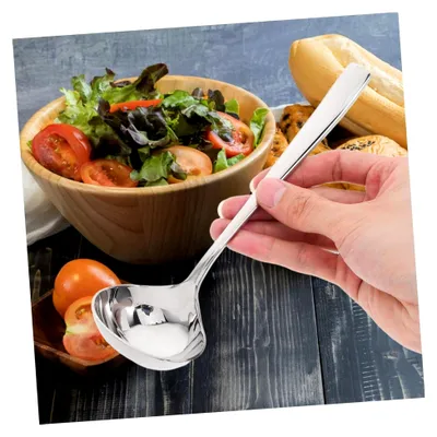 Produktbild von 2 Stück Edelstahl Saucenkelle mit langem Griff für Soßen, Suppen und Dressings, spülmaschinenfest für Küche und Gastronomie