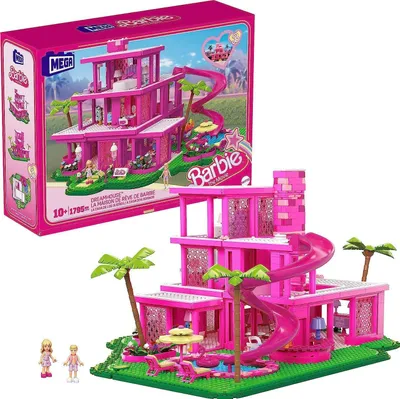 Produktbild von Barbie Puppenhaus The Movie, 3-stöckiges Puppenhaus mit 8 Zimmern, Konstruktion, (Dreamhouse, Puppen Haus, Puppenhäuser, Set, mit Rutsche, 1795-tlg