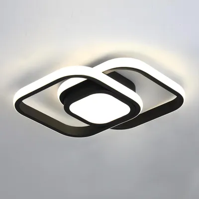 Produktbild von LED Deckenleuchte 24W Schwarz Deckenlampe 4000K 2000LM tralweiß Quadratisch Lampe für Küche Balkon Flur Schlafzimmer Keller Ø32CM