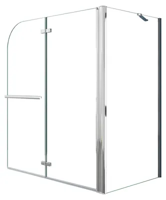 Produktbild von Duschspa 95x140cm 2-teilig Faltwand Badewannenaufsatz mit Handtuchhalter 6mm ESG Duschabtrennung Duschwand mit 80cm Seitewand