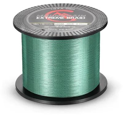 Image de Filament tressé pour pêche - 4 brins, PE 13,6 kg - 1000 m - Résistant à l'abrasion et sensible - Fil flottant, idéal pour la pêche en lac