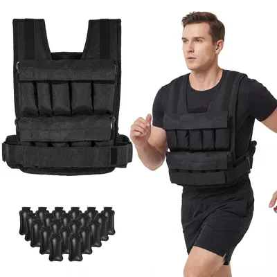 Produktbild von COSTWAY Gewichtsweste 20kg, Brustgröße Verstellbar, Trainingsweste mit Eisensandsäcke, Fitnessweste für Krafttraining, Muskelaufbau, Laufweste