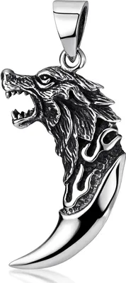 Produktbild von MATERIA by Matthias Wagner Wolfszahn Anhänger Männer 925 Sterling Silber massiv schwarz KA-76