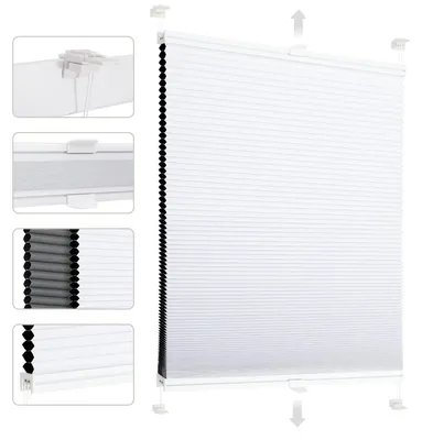 Produktbild von Sekey Wabenplissee ohne Bohren 90x150cm Doppelplissee Grau-Weiß Plissee Klemmfix 100% Verdunklung & Sonnenschutz Faltrollo Klemmfix für Fenster & Tür