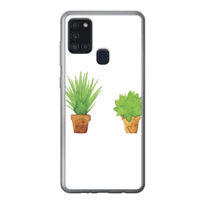 Produktbild von MuchoWow® Handyhülle Schutzhülle Hülle für Samsung Galaxy A21s Blumentopf - Aquarell - Pflanzen Silikon Softcase Handy Hülle - Hartschale