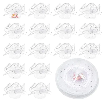 50 Organza-Geschenktüten, 26 cm, weiß, mit Kordelzug
