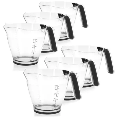 Productafbeelding van com-four® 6 meetbekers van 1 liter, gemaakt van kunststof, met een afmetingsschaal