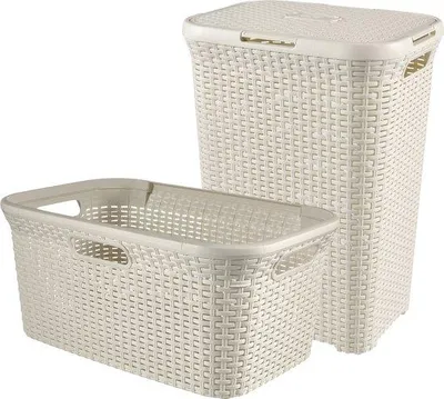 Produktbild von Curver Style Waschkörbchen Weiß, rechteckig, 105 l, inkl. Deckel & Griff