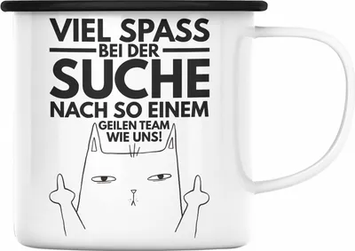 Produktbild von Trendation - Jobwechsel Emaille Tasse Geschenk Neuer Job Abschied Abschiedsgeschenk Kollege Kollegin (Schwarz)