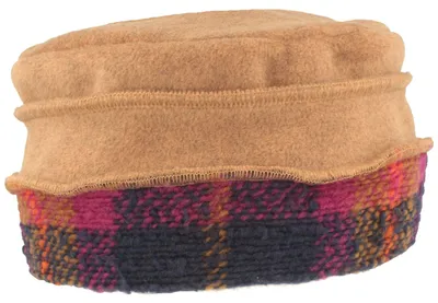 MtM warmer Fleece-Stoffhut mit Biese & Multicolor-Rand in braun