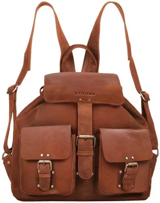 Produktbild von Große Leder-Rugzak im Vintage-Look, Cognac, Reise