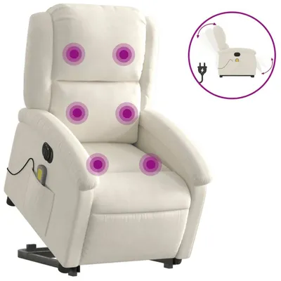 Image de Fauteuil inclinable de massage électrique crème velours
