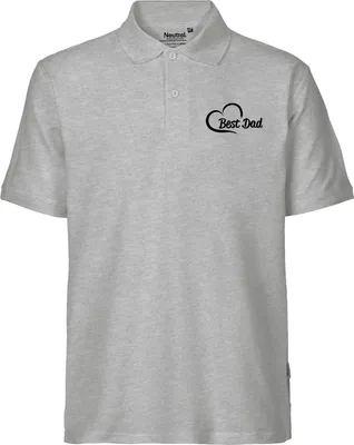 Produktbild von Huuraa Herren Polo Shirt Best Dad Heart 3XL Sport Grey Bio Baumwolle Fairtrade Poloshirt Geschenkidee