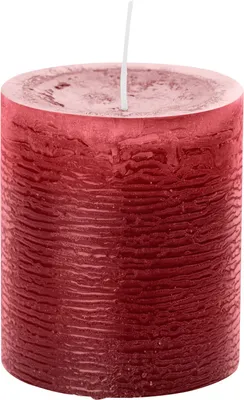 Produktbild von Rustic Stumpenkerze 140 x 100 mm (H x Ø), Farbe Bordeaux, mit ASF zum Abbrandschutz, durchgefärbte Stumpenkerzen in rustikaler Optik, geeingnet für Deko, Party, Event, Hochzeit, Adventskranzkerzen, Einzelkerze