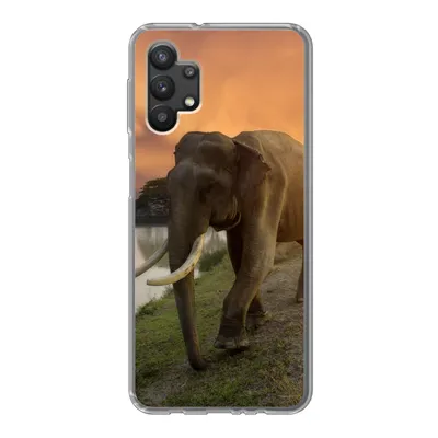 Produktbild von MuchoWow® Handyhülle Schutzhülle Hülle für Samsung Galaxy A32 5G Elefant - Wasser - Tiere - Sonnenuntergang - Natur Silikon Softcase Handy Hülle - Softcase