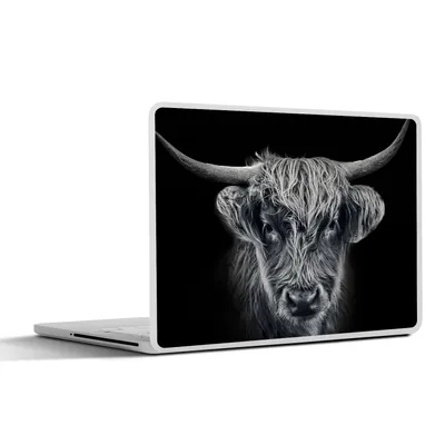 Produktbild von MuchoWow® Laptop Aufkleber Sticker Cover Schottischer Highlander - Schwarz - Kuh - Tiere 25x18 cm - Laptop-Deko