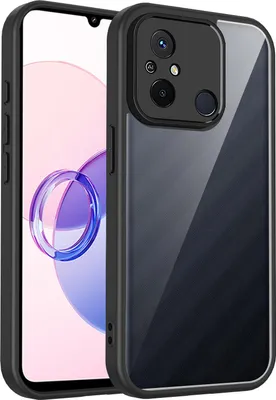 Obrázek produktu pro Pouzdro pro Xiaomi Redmi 12C/Poco C55 průhledný zadní kryt s TPU rámečkem, odolné proti nárazům Černý