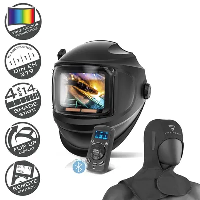 Image de STAHLWERK Casque de soudage automatique MASTER 3-en-1 en kit avec cagoule de soudage
