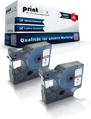 Produktbild von 2x Kompatible Schriftbänder für Dymo D1 45010 LabelmanagerPC LabelmanagerPC2 LabelmanagerPnP MobileLabeler Labelpoint100 S0720500 12mmx7m schwarz/farblos Drucker Etiketten - Easy Plus Serie