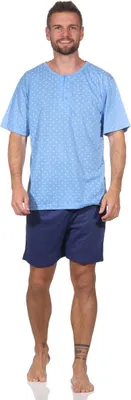 Produktbild von Herren Pyjama Short und T-Shirt Schlafanzug, Blau/XL