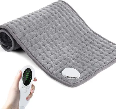 Produktbild von Elektrisches Heizkissen für Schmerzlinderung, 10 Temperaturstufen, 3 Timerfunktionen, LCD-Anzeige, weich, 30 x 60 cm, Grau.