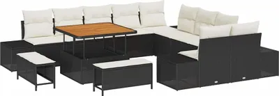 Produktbild von vidaXL Gartensofa-set 13 Stk. 12-Sitzanzahl Schwarz Poly Rattan