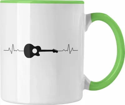 Produktbild von Trendation - Gitarre Geschenk Tasse Herzschlag Geschenkidee für Gitarist Geburtstag Weihnachten (Grün)