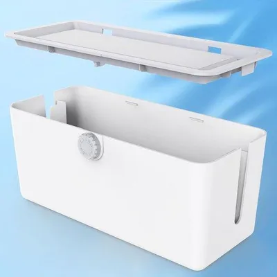 Produktbild von Kabelorganiseringskast mit Deckel für Kabelbox auf Schreibtisch oder Boden - verbergt Steckdosen und Computer-TV-Kabel