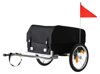 Produktbild von Relaxdays Fahrradanhänger Lastenanhänger, klappbar, 120 L, Regenschutz, Fahne, HBT: 59x124x69 cm, Fahrradwagen, schwarz