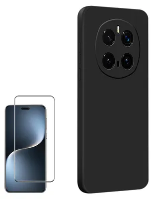 Immagine prodotto di Per Honor Magic 7 Pro Custodia in silicone TPU nero + pellicola di vetro H9 curvo Custodia del telefono cellulare protezione