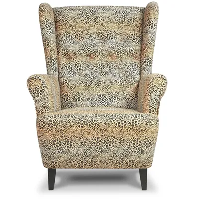 Produktbild von Ohrensessel – IVAR – Klassisch – 77 × 106 × 89 cm (B/H/T) – Velour-Stoff – Panthermuster – Bequem