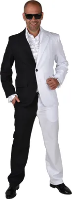 Produktbild von M220292-XXL schwarz-weiß Herren Anzug Smoking Sakko Hose Gr.XXL=62