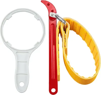 Produktbild von Clé à Sangle Universelle Réglable et 10" Porte Filtre Eau 50-150mm Clé à Sangle à Huile pour Tuyau Pommeaux de duche RéParations De Plomberie Ouvre-bocal Décapsuleur