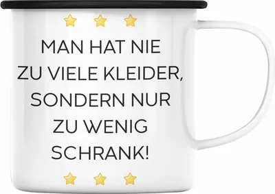 Produktbild von Trendation - Lustige Emaille Tasse mit Spruch für Frauen Männer Arbeit Büro Lustig Emaille Tassen Becher mit Sprüchen Kollegin Geschenk Sarkasmus Zu Wenig Schrank (Schwarz)