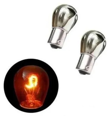 Image de Lot de 2 ampoules argentées chromées à lumière jaune/orange, 12 V, 581 BAU15S PY21W, clignotants S25