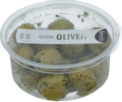 Produktbild von KERNLOSE GRÜNE OLIVEN MIT -KRÄUTERN 80 g - VERDE