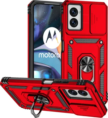 Obrázek produktu pro Pouzdro pro Motorola Moto G Power (2024) dvouvrstvé pouzdro s posuvným krytem kamery a prstencovým stojánkem Červený