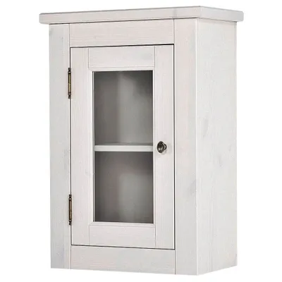 Produktbild von Landhaus Badezimmer Wandschrank Hängeschrank LIRIA-56, Massivholz weiß gebleicht, B x H x T ca. 45 x 65 x 25cm