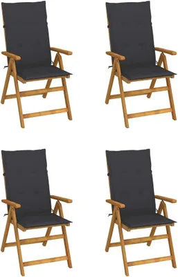 Produktbild von 4 Gartenstühle aus massivem Akazienholz mit Kissen, wetterfest, Anthrazit