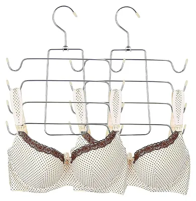 Productafbeelding van TRANKIELO® - 2 Stuks Multifunctionele Ruimtebesparende Kleerhangers – Opvouwbaar in Abrikozenverf, Duurzaam Metaal
