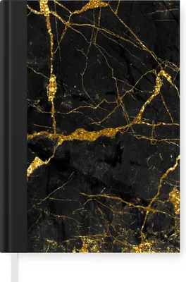 Produktbild von MuchoWow® Notizbuch Tagebuch Haushaltsbuch Notebook A5 Marmor - Gold - Schwarz - Marmoroptik - Luxe - Glitzer - Notizblock - Notizheft - Notebook - Schreibblock - Papier