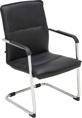 A black office chair with a cantilever base.