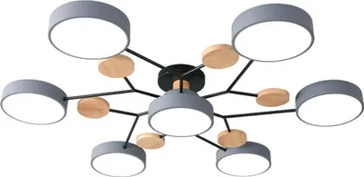 Produktbild von Deckenleuchte 6 + 1 Köpfe Deckenlampe, Kronleuchter für Wohnzimmer, Grau