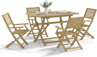 Produktbild von Möbel 5-tlg. Garten-Essgruppe Massivholz Akazie - Gartenmöbelgarnituren 3294999