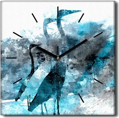 Produktbild von Coloray Uhr auf Leinwand 30x30 cm Wand Uhr Dekoration Wohnzimmer Segeltuch schwarze Hände -Aquarelle Tiere.