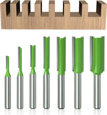 Produktbild von 7 Stück 6 mm Schaft Gerader Fräser Wolframkarbid Holzbearbeitungswerkzeug Gerader Einzelflöte Holzfräser 3 mm 4 mm 5 mm 6 mm 8 mm 10 mm 12 mm