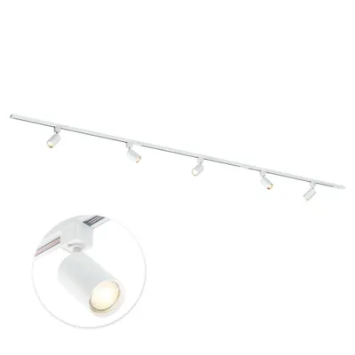 Produktbild von Qub Focus III - LED Schienensystem - Weiß - 1-Phasen - 300cm - 5x GU10 Spots - I-Form