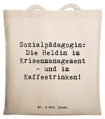 Produktbild von Mr. & Mrs. Panda Schultasche Spruch Sozialpädagogin - Transparent - Geschenk, universaltasche, Sozialpädagogik, personalisierte Geschenke, mit Herz, Tote Bag, Stoffbeutel