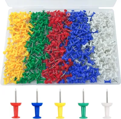Produktbild von 600 Stück Mehrfarbig Reissnägel, Kreativ Dekorative Bunte Reißzwecken groß,Bunt Pinnwandnadeln Reisszwecke Pinnadeln Push Pins für Fotos,HangingTacks, Tags, Büro und Haus, Bulletin Board